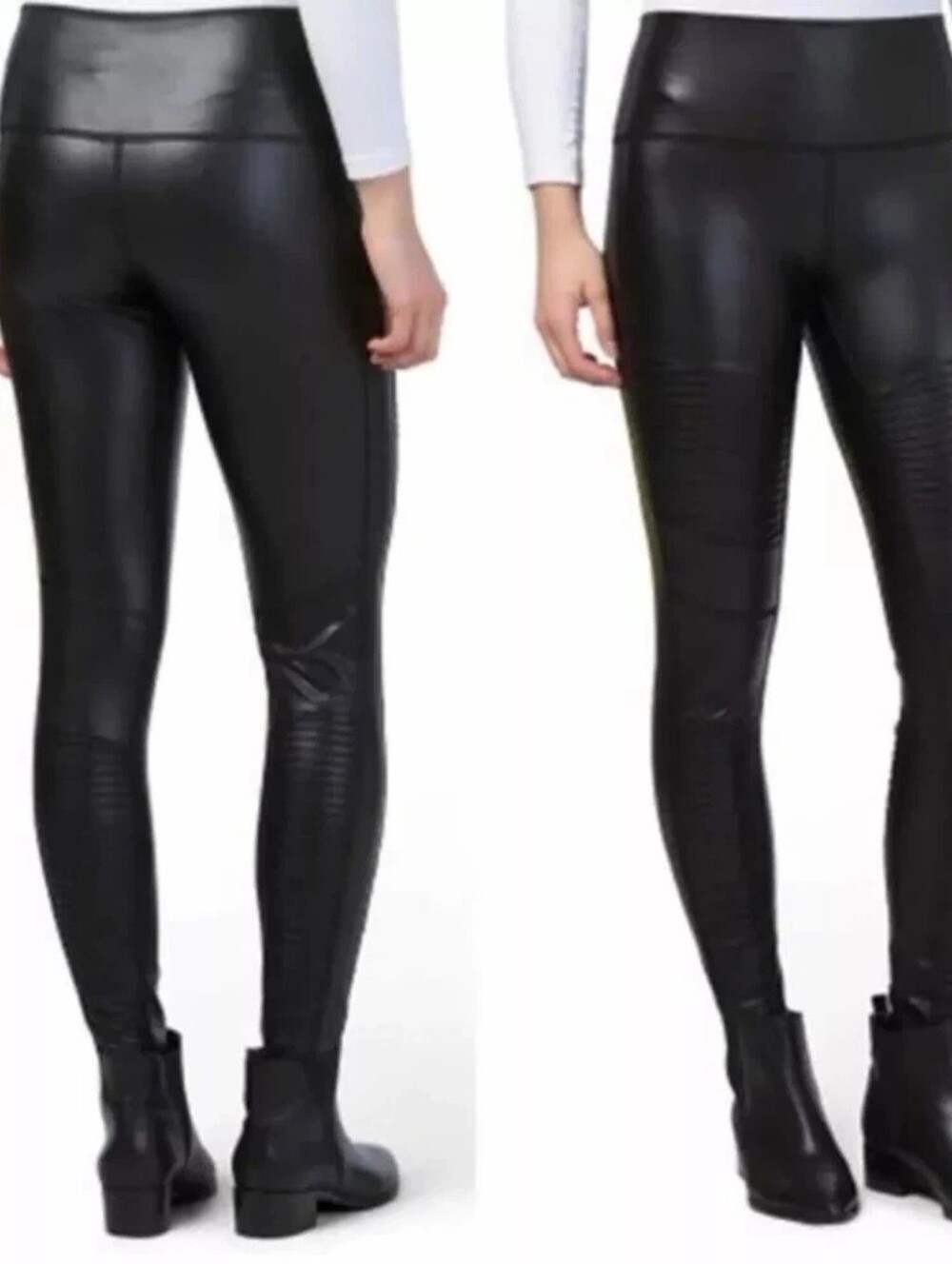 7 For All Mankind Black Faux Leather Moto Leggings